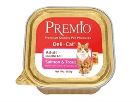 פרמיו מעדן פטה מזון מלא לחתול סלמון וטראוט 100 גרם