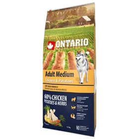 אונטריו עוף מזון לכלב מגזע בינוני 12 ק”ג