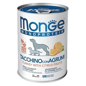 MONGE מונג' מונו פרוטואין הודו ופירות הדר שימורים לכלב 400 גרם