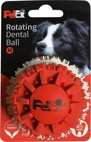פטקס כדור דנטלי בשילוב זיזים לכלב PETEX